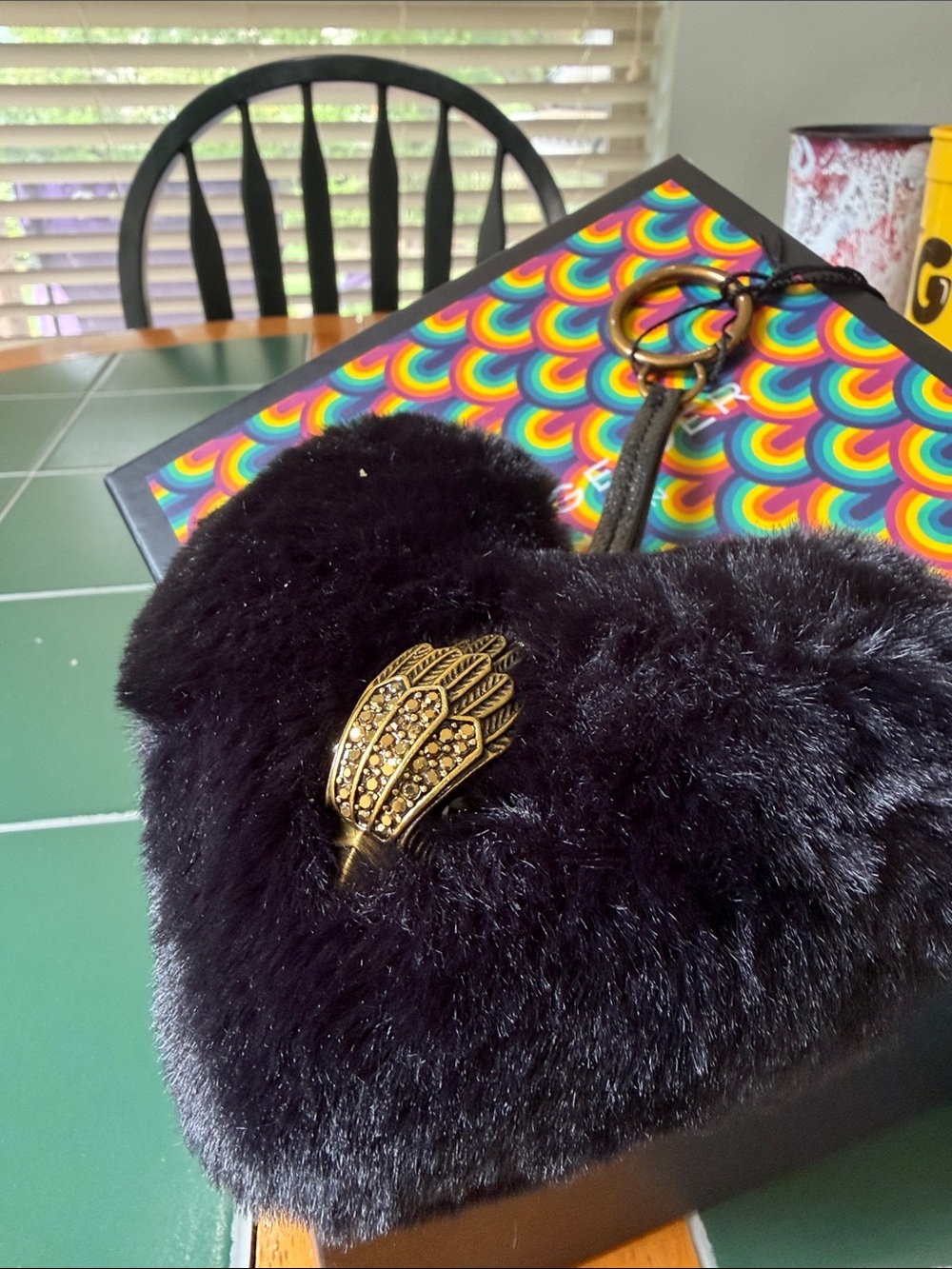 Kurt Geiger Black Heart Fur Charm